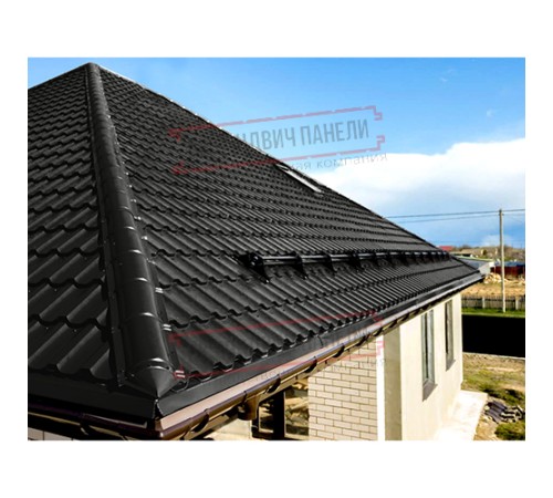 Планка конька круглого R110х2000 Viking-9005-0.45 Планка конька круглого R110х2000 Viking-9005-0.45