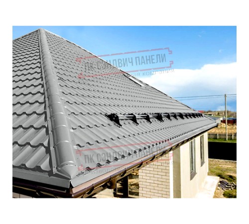 Планка конька круглого R110х2000 ПЭ-9006-0.45 Планка конька круглого R110х2000 ПЭ-9006-0.45