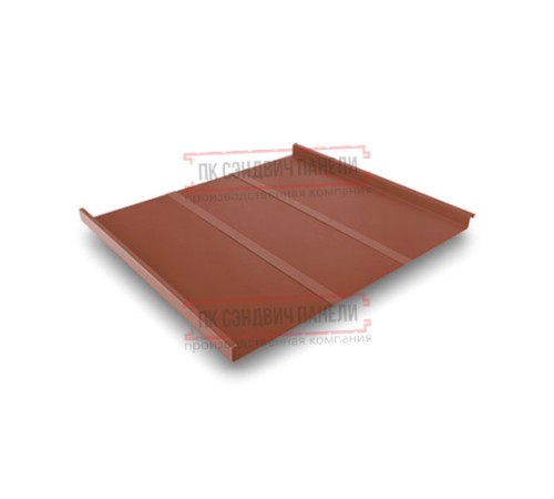 Фальц двойной стоячий Line 0,5 Satin RAL8004 терракота с пленкой на замках Фальц двойной стоячий Line 0,5 Satin RAL8004 терракота с пленкой на замках