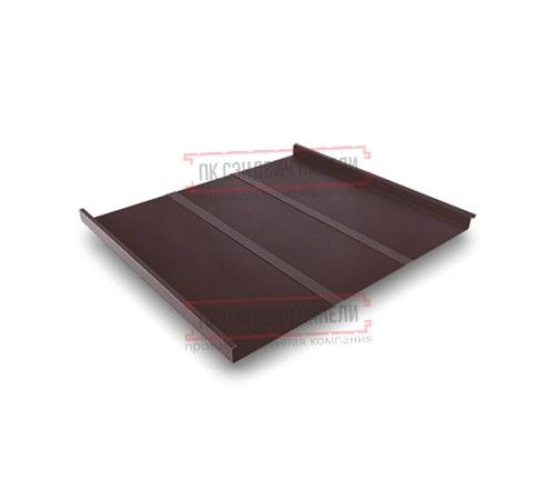 Фальц двойной стоячий Line 0,5 Quarzit lite RAL8017 шоколад с пленкой на замках Фальц двойной стоячий Line 0,5 Quarzit lite RAL8017 шоколад с пленкой на замках