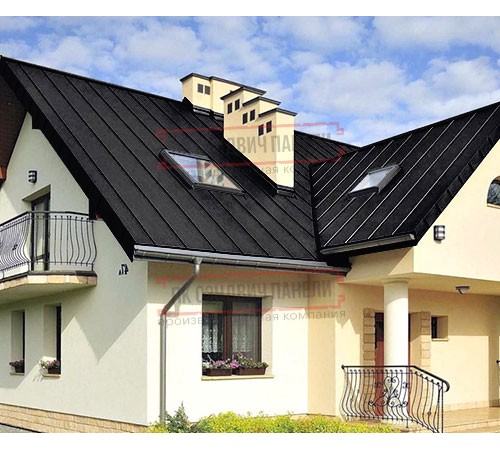 Фальц двойной стоячий 0,5 Satin Мatt RAL9005 черный с пленкой на замках Фальц двойной стоячий 0,5 Satin Мatt RAL9005 черный с пленкой на замках