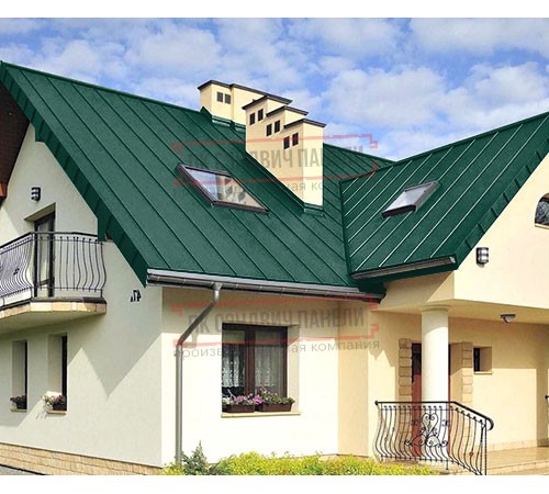 Фальц двойной стоячий 0,5 Satin Мatt RAL6005 зеленый мох с пленкой на замках Фальц двойной стоячий 0,5 Satin Мatt RAL6005 зеленый мох с пленкой на замках
