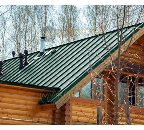 Кликфальц Line 0,45 Полиэстер RAL6005 зеленый мох с пленкой на замках Кликфальц Line 0,45 Полиэстер RAL6005 зеленый мох с пленкой на замках