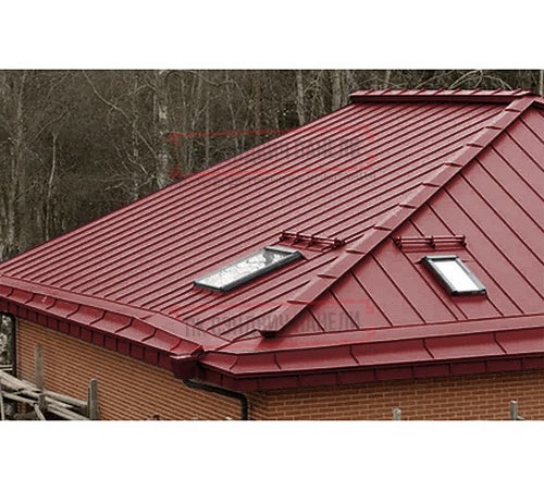 Кликфальц Pro 0,5 Rooftop Matte RAL3011 коричнево-красный с пленкой на замках