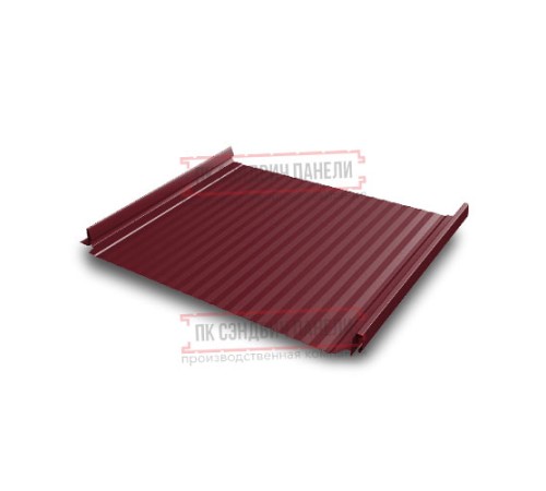 Кликфальц Pro Gofr 0,5 Quarzit RAL3005 красное вино с пленкой на замках Кликфальц Pro Gofr 0,5 Quarzit RAL3005 красное вино с пленкой на замках
