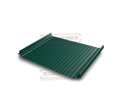 Кликфальц Pro Gofr 0,5 Quarzit RAL6005 зеленый мох с пленкой на замках Кликфальц Pro Gofr 0,5 Quarzit RAL6005 зеленый мох с пленкой на замках
