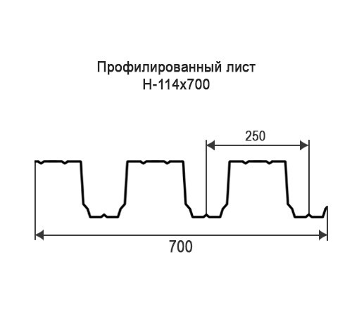 Профнастил Н114 оцинкованный с нестандартной шириной 0,7 м толщина 0,5