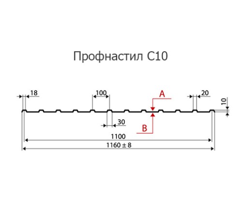 Продольно гнутый профнастил для укрытий конвейеров С10ПГ-1160, 0,5, нержавеющий Продольно гнутый профнастил для укрытий конвейеров С10ПГ-1160, 0,5, нержавеющий