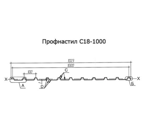 Продольно гнутый профнастил для укрытий конвейеров С18ПГ-1023, 0,6, нержавеющий