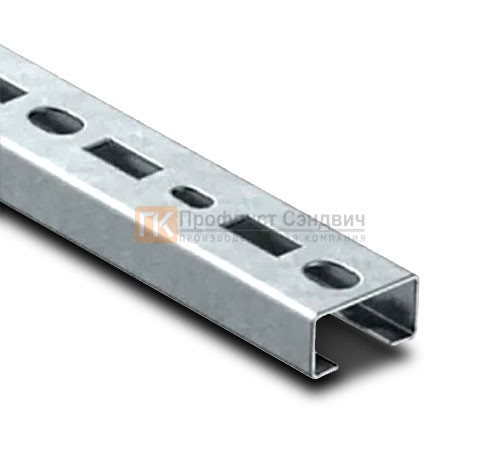 С-образный профиль перфорированный К108 40x20x2000-1,5 мм, из нержавеющей стали