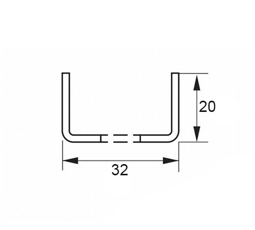 U-образный профиль перфорированный К347 32x20x3000-2,0 мм, горячеоцинкованный