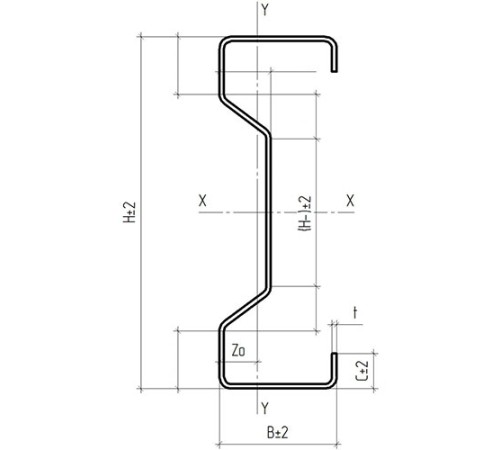 Сигма-профиль 300x80x3000-1,5 мм, оцинкованный