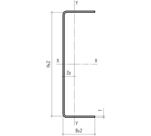 U-образный профиль 100x55x3000-0,7 мм, оцинкованный