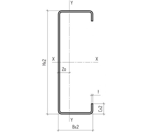 С-образный профиль 250x70x3000-1,0 мм, оцинкованный