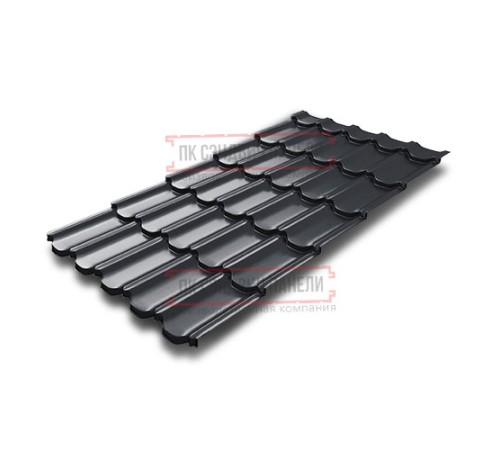 Металлочерепица Квинта плюс 3D RAL7024 Quarzit lite-0,5
