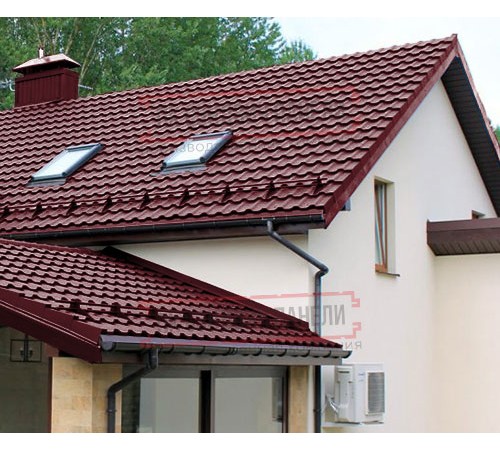 Металлочерепица Квинта плюс 3D RAL3005 Полиэстер-0,45