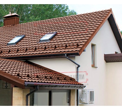 Металлочерепица Квинта плюс 3D RAL8004 Satin-0,5 Металлочерепица Квинта плюс 3D RAL8004 Satin-0,5
