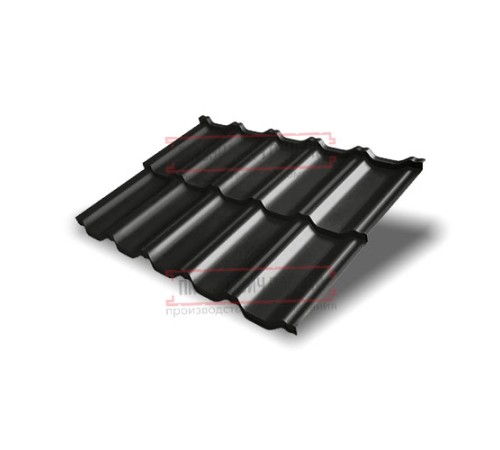 Металлочерепица модульная Квинта Uno 3D RAL9005 Drap-0,45