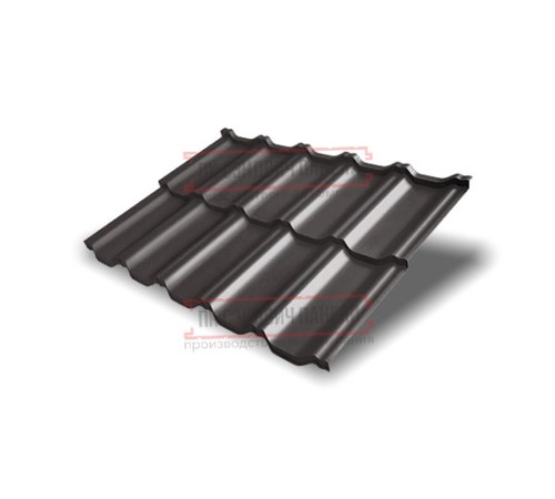 Металлочерепица модульная Квинта Uno 3D RR32 GreenСoat Pural-0,5