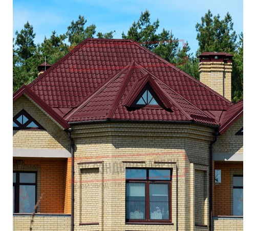 Металлочерепица Модерн RAL3005 Полиэстер-0,45