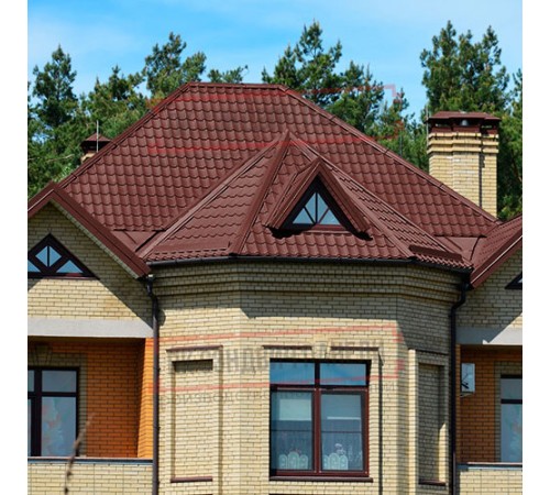 Металлочерепица Модерн RAL3009 Полиэстер-0,45