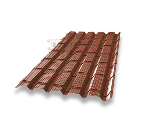 Металлочерепица Квадро профи RAL8004 Satin-0,5