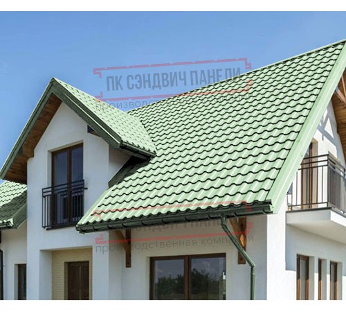 Металлочерепица Монтекристо-ML RAL6019 Norman-0.5 Металлочерепица Монтекристо-ML RAL6019 Norman-0.5