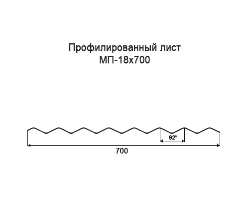 Профнастил МП18 оцинкованный с нестандартной шириной 0,7 м толщина 0,7