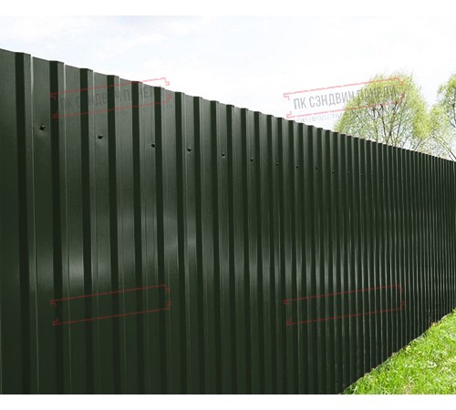 Профилированный лист МП20х1100 Viking RAL-6007-0.45 Профилированный лист МП20х1100 Viking RAL-6007-0.45