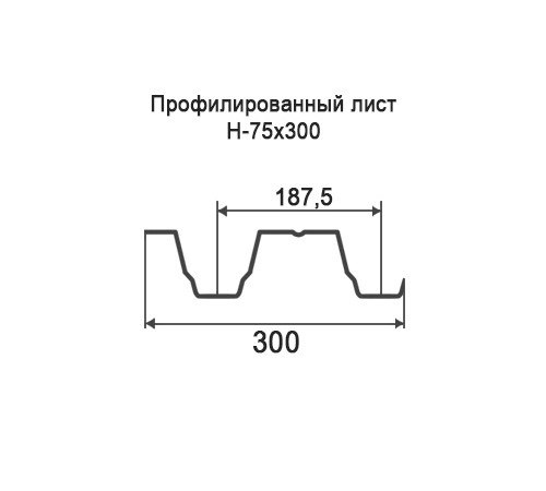 Профнастил Н75 окрашенный с нестандартной шириной 0,3 м толщина 0,65