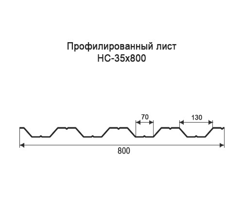 Профнастил НС35 окрашенный с нестандартной шириной 0,8 м толщина 0,45