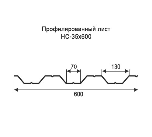 Профнастил НС35 окрашенный с нестандартной шириной 0,6 м толщина 0,6