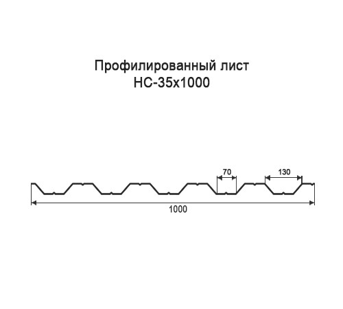Профнастил НС35 окрашенный с нестандартной шириной 1 м толщина 0,45