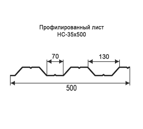 Профнастил НС35 окрашенный с нестандартной шириной 0,5 м толщина 0,55