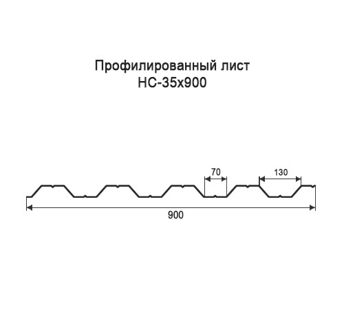 Профнастил НС35 окрашенный с нестандартной шириной 0,9 м толщина 0,55