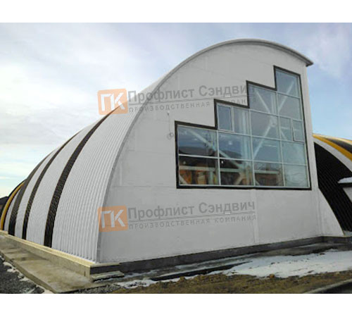 Сэндвич-панели арочные с пенополистиролом, ширина 1200 мм, толщина 20 мм, 0.5/0.5, RAL9006