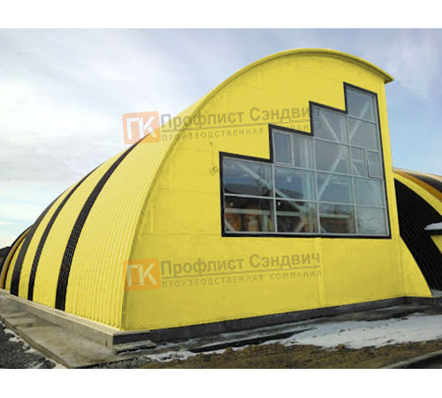 Сэндвич-панели арочные с пенополистиролом, ширина 1000 мм, толщина 30 мм, 0.5/0.5, RAL1018