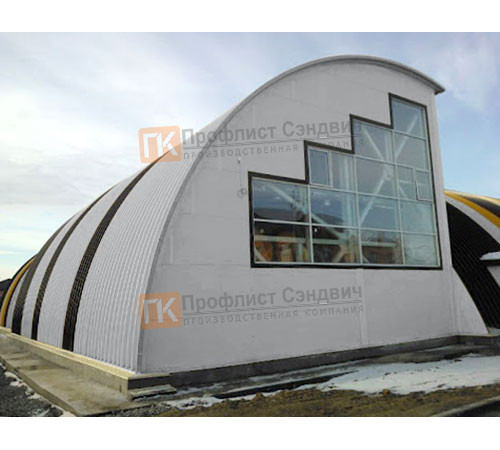 Сэндвич-панели арочные с пенополистиролом, ширина 1000 мм, толщина 30 мм, 0.5/0.5, RAL7004