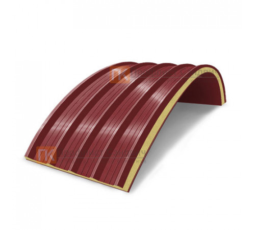 Сэндвич-панели арочные с пенополиизоциануратом, ширина 1200 мм, толщина 10 мм, 0.5/0.5, RAL3011