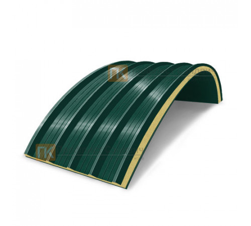 Сэндвич-панели арочные с пенополиуретаном, ширина 1000 мм, толщина 10 мм, 0.5/0.5, RAL6005