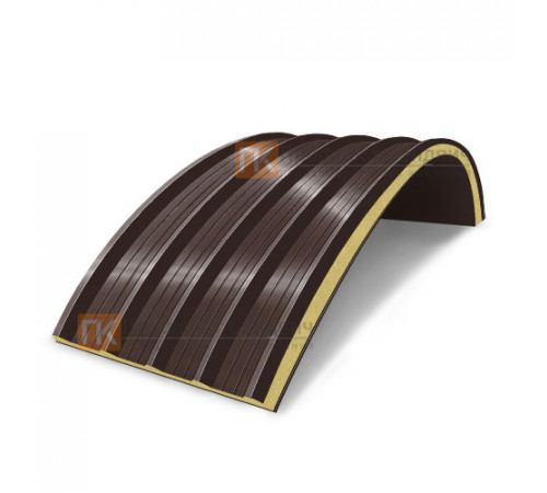 Сэндвич-панели арочные с пенополиизоциануратом, ширина 1000 мм, толщина 10 мм, 0.5/0.5, RAL8017