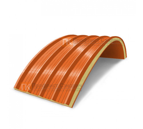 Сэндвич-панели арочные с пенополиизоциануратом, ширина 1200 мм, толщина 30 мм, 0.5/0.5, RAL2004