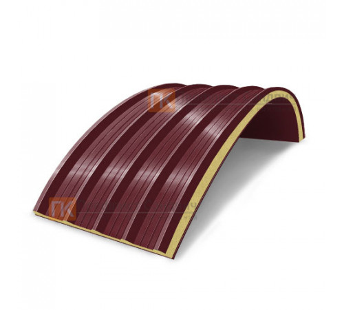 Сэндвич-панели арочные с пенополиизоциануратом, ширина 1000 мм, толщина 30 мм, 0.5/0.5, RAL3005