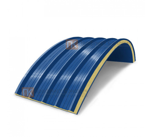 Сэндвич-панели арочные с пенополиуретаном, ширина 1200 мм, толщина 20 мм, 0.5/0.5, RAL5005