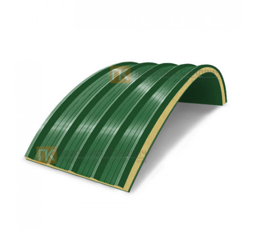 Сэндвич-панели арочные с пенополиуретаном, ширина 1000 мм, толщина 20 мм, 0.5/0.5, RAL6002