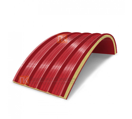 Сэндвич-панели арочные с пенополиизоциануратом, ширина 1000 мм, толщина 20 мм, 0.5/0.5, RAL3020