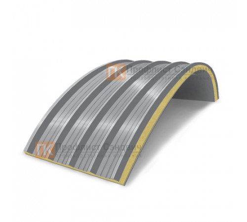 Сэндвич-панели арочные с пенополиизоциануратом, ширина 1000 мм, толщина 40 мм, 0.5/0.5, RAL7004