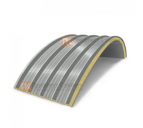 Сэндвич-панели арочные с пенополиизоциануратом, ширина 1000 мм, толщина 10 мм, 0.5/0.5, RAL9006