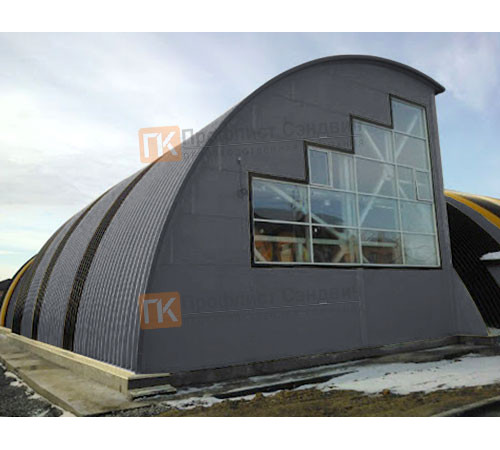 Сэндвич-панели арочные с пенополиуретаном, ширина 1200 мм, толщина 10 мм, 0.5/0.5, RAL7024