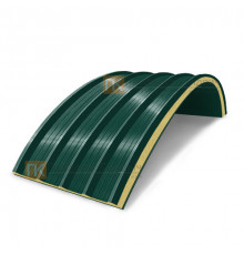 Сэндвич-панели арочные с пенополиизоциануратом, ширина 1200 мм, толщина 10 мм, 0.5/0.5, RAL6005